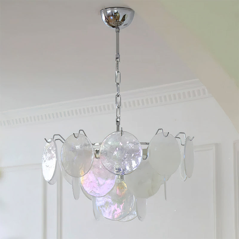 Brette white clouds glass disk chandelier small 19.7 inch size mid-century modern design studio view