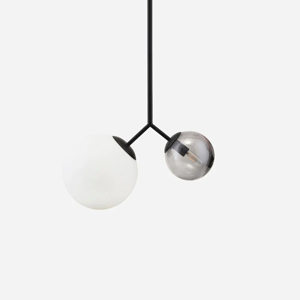 Twis pendant lamp in Black and Grey glass finish with metal frame contemporary minimalist pendant