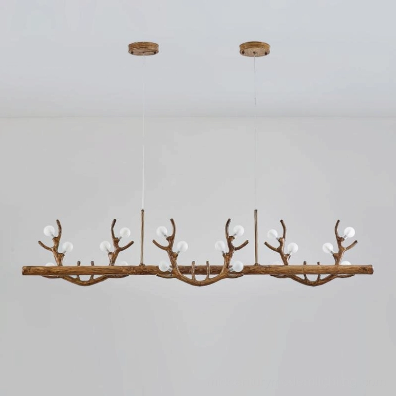3-head antler branch chandelier compact size configuration suitable for kitchen islands and small spaces