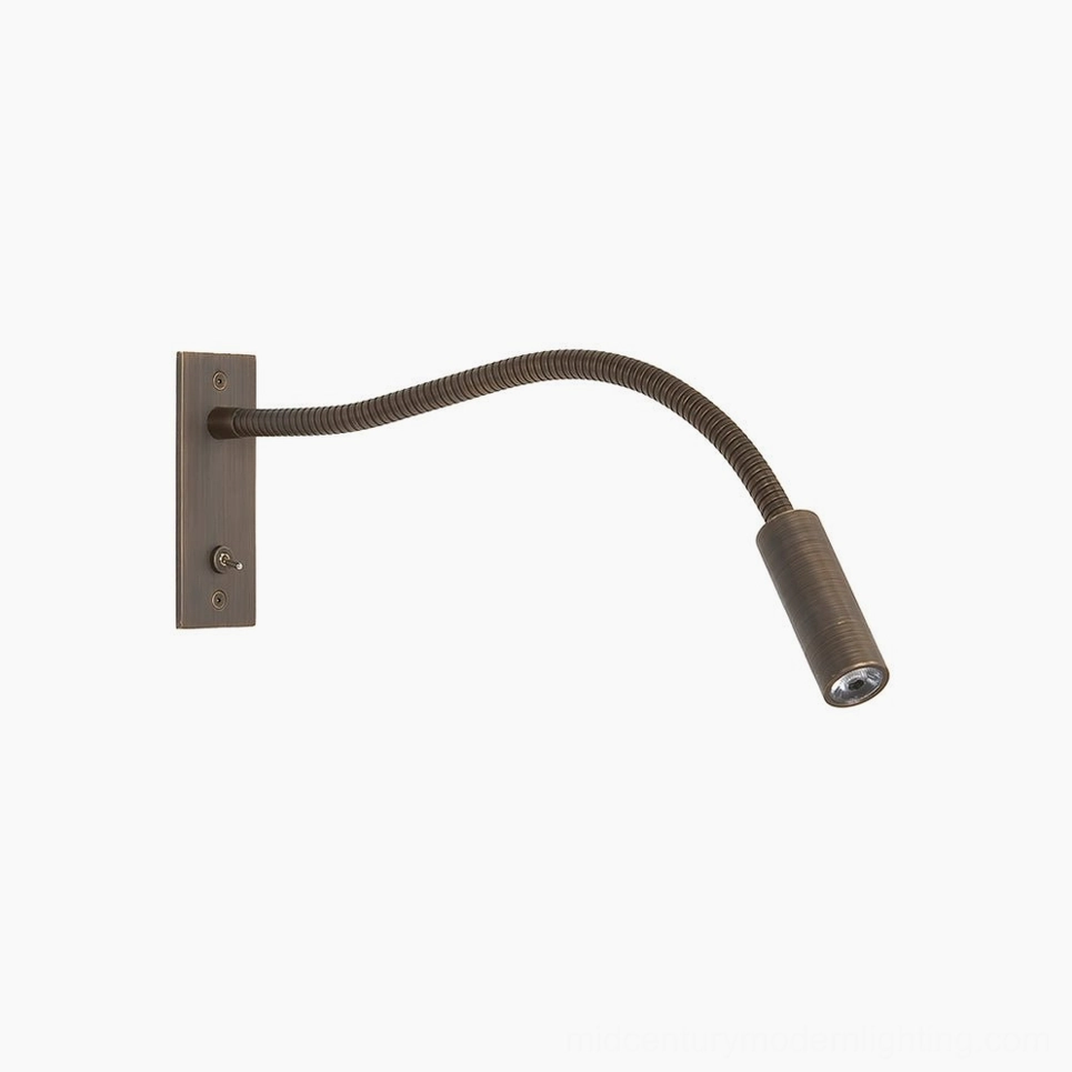 Adjustable gooseneck LED wall lamp bedroom sconce, warm light task lighting setup