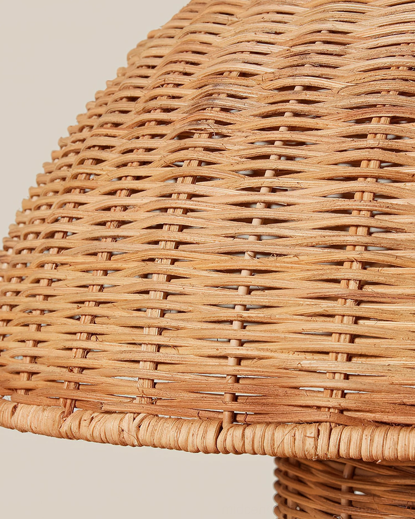 Aero mid-century modern rattan mushroom lamp architectural product photography