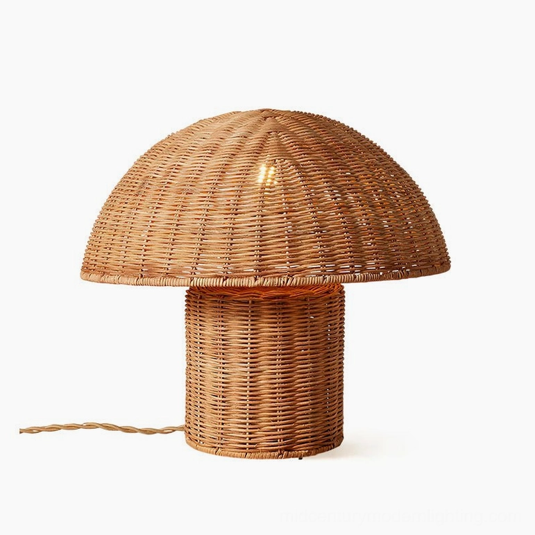 Aero rattan mushroom table lamp with E26 E27 socket compatibility for LED and Edison bulbs
