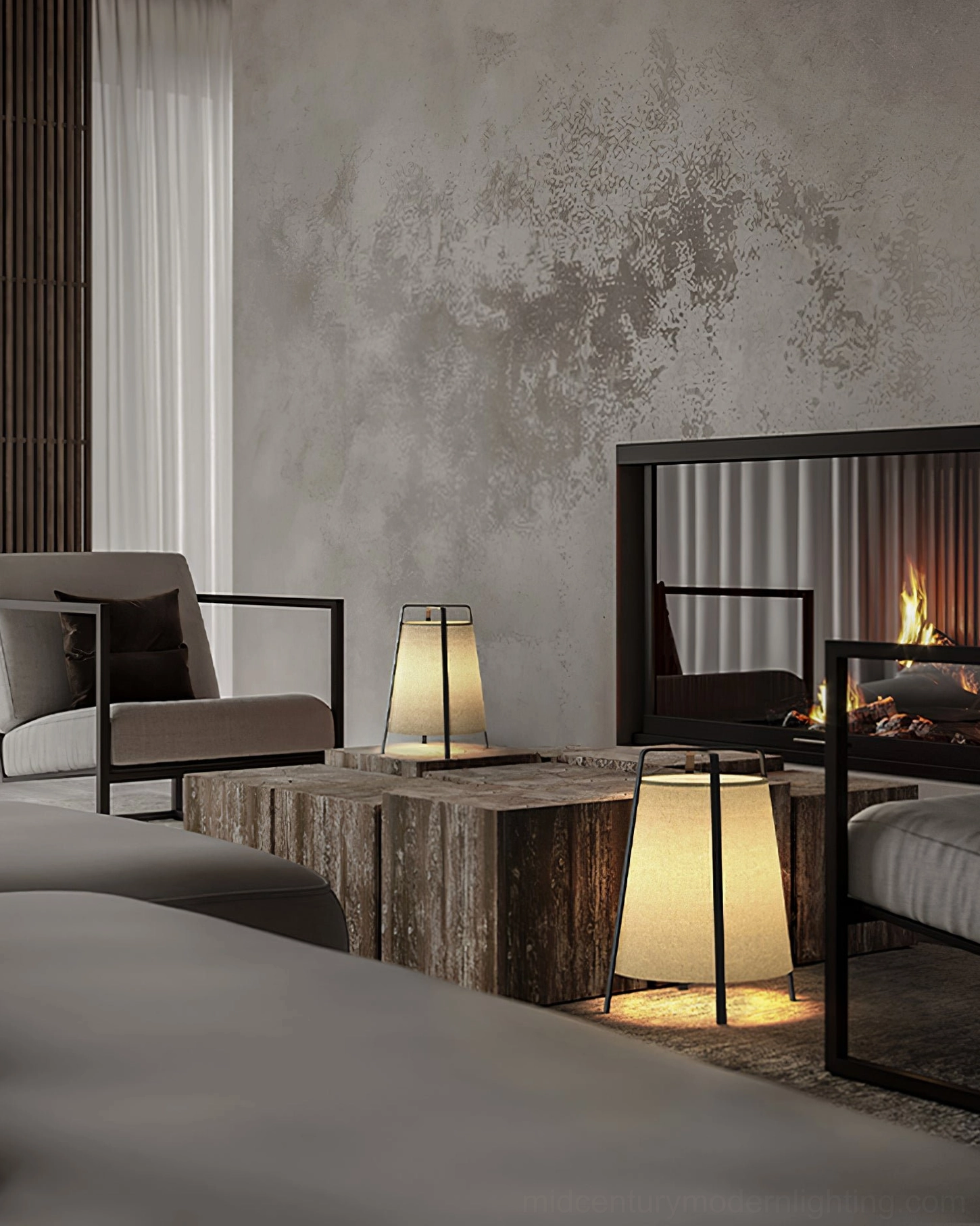 Akane table lamp base and frame construction detail showing stainless steel components and stability