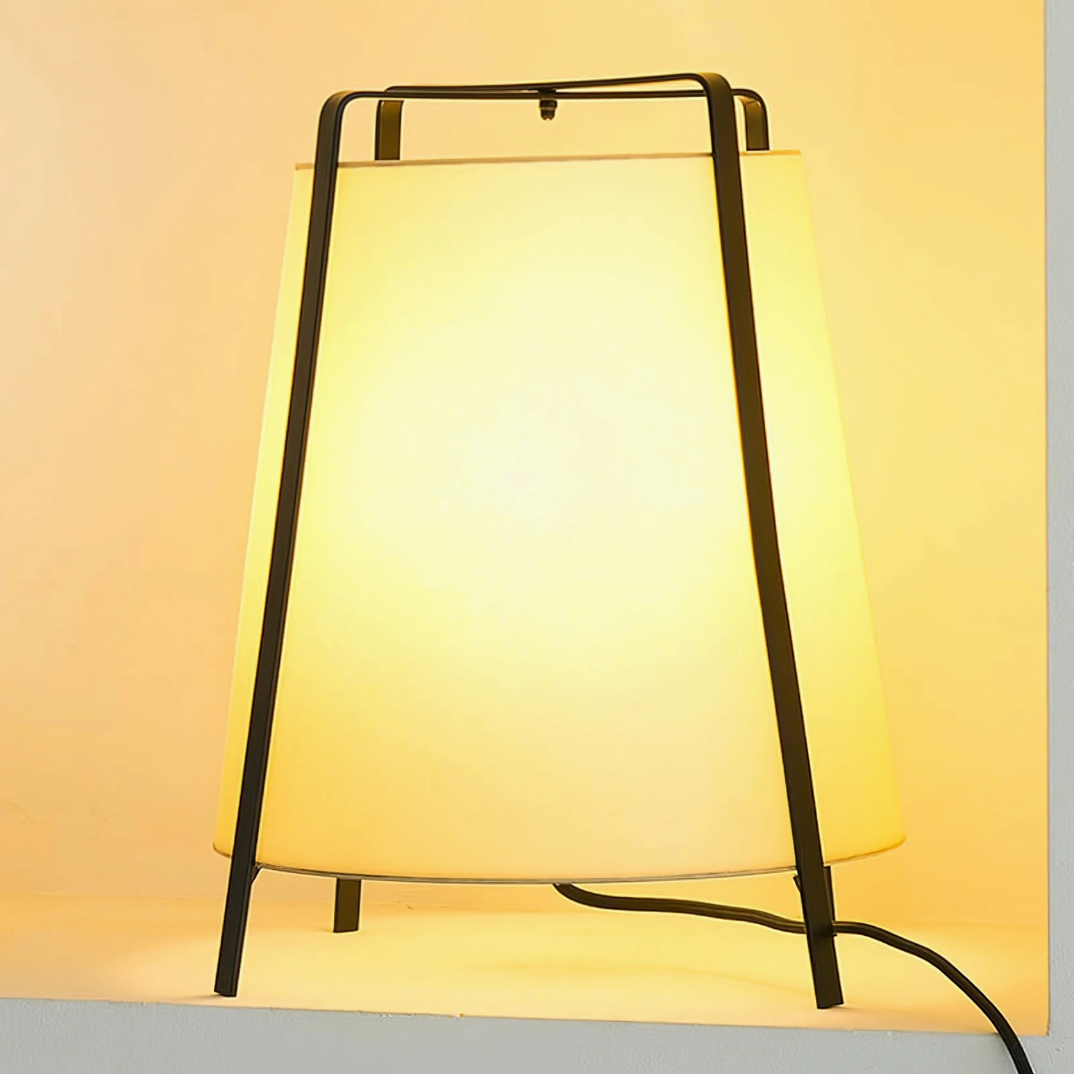 Akane table lamp in Japanese minimalist aesthetic interior with natural materials and simplicity