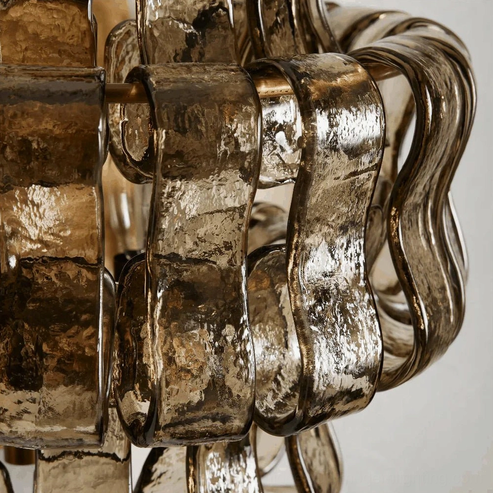 Albano ribbed glass sconce amber and gold color variant in living room accent placement