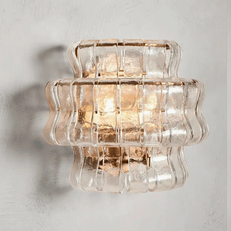 Albano mid-century modern sconce clear glass gold banding architectural lighting