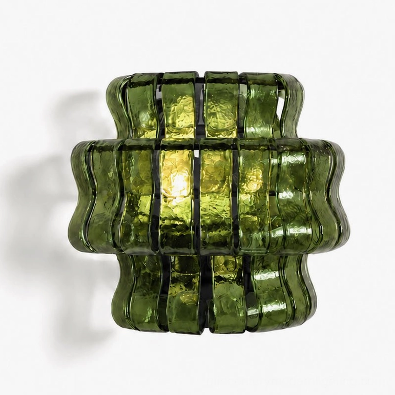Albano ribbed glass sconce green black color combination modern wall jewelry