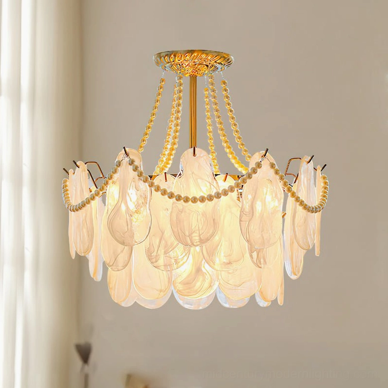 Model A frosted glass petal chandelier three-layer configuration artistic presentation