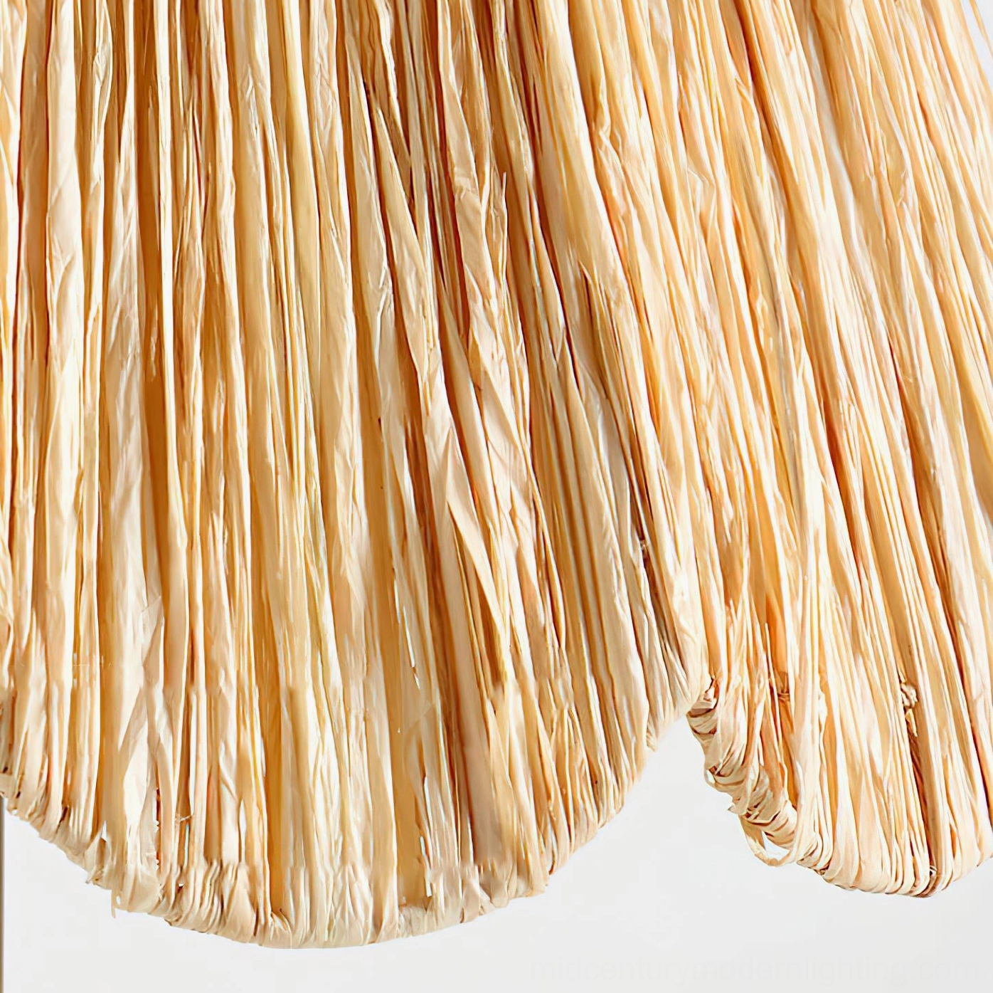 Macro close-up shot of Alitzel ceiling light showing detailed natural woven raffia fiber texture