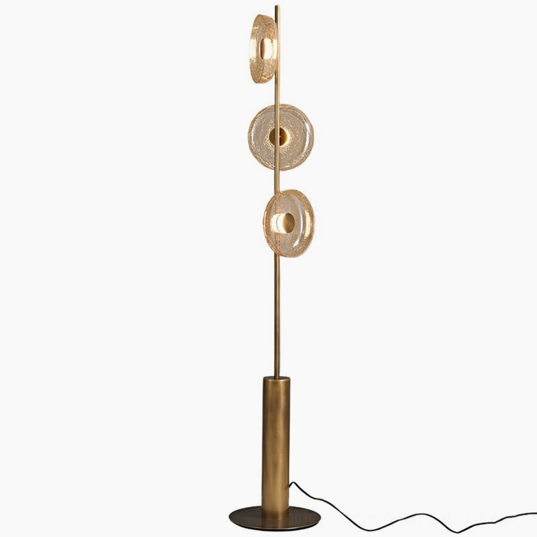 Amber variant crackle glass floor lamp demonstrating warm golden light and vintage-inspired glass coloring