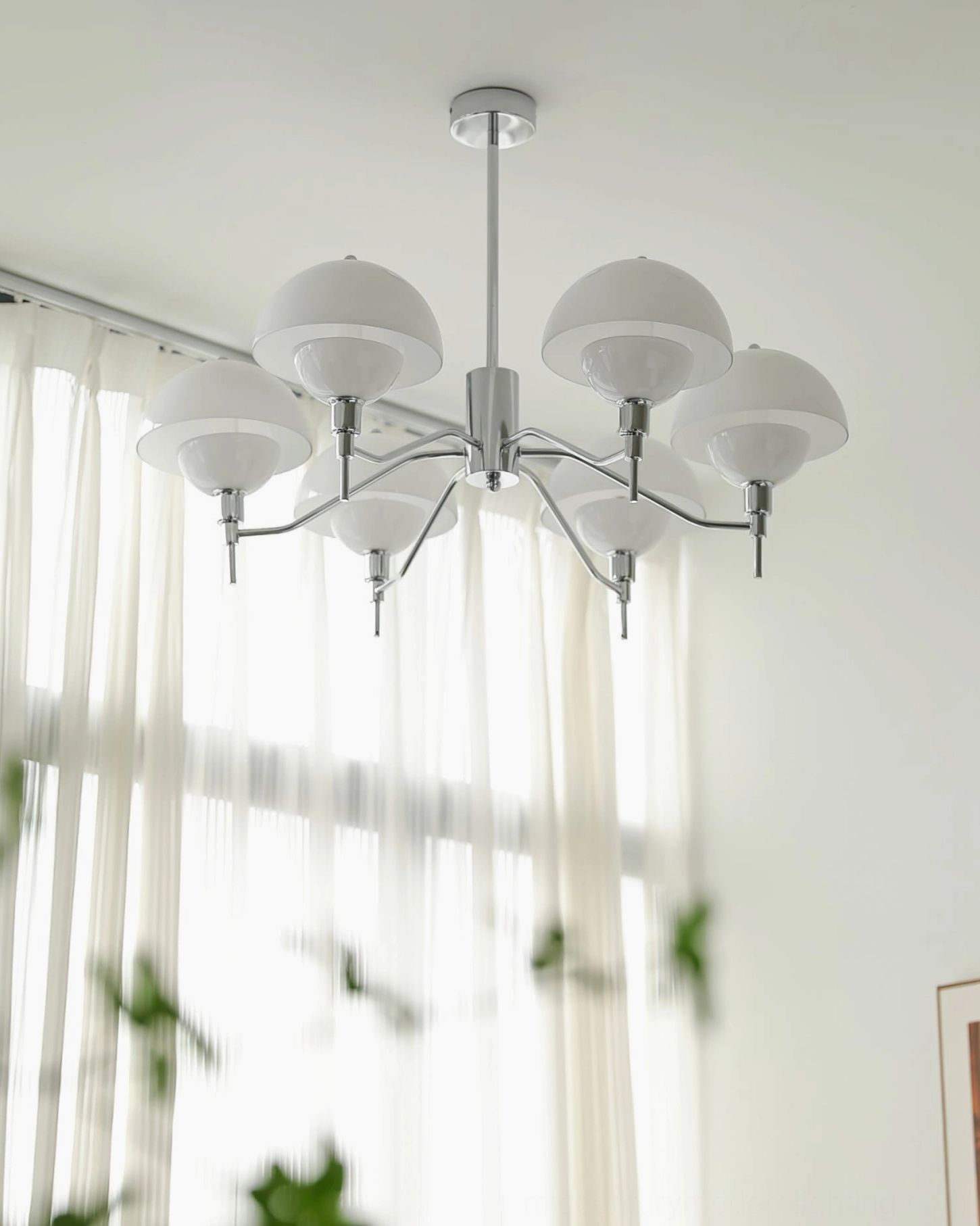 Anchored Orb Chandelier chrome finish overhead view contemporary home decor