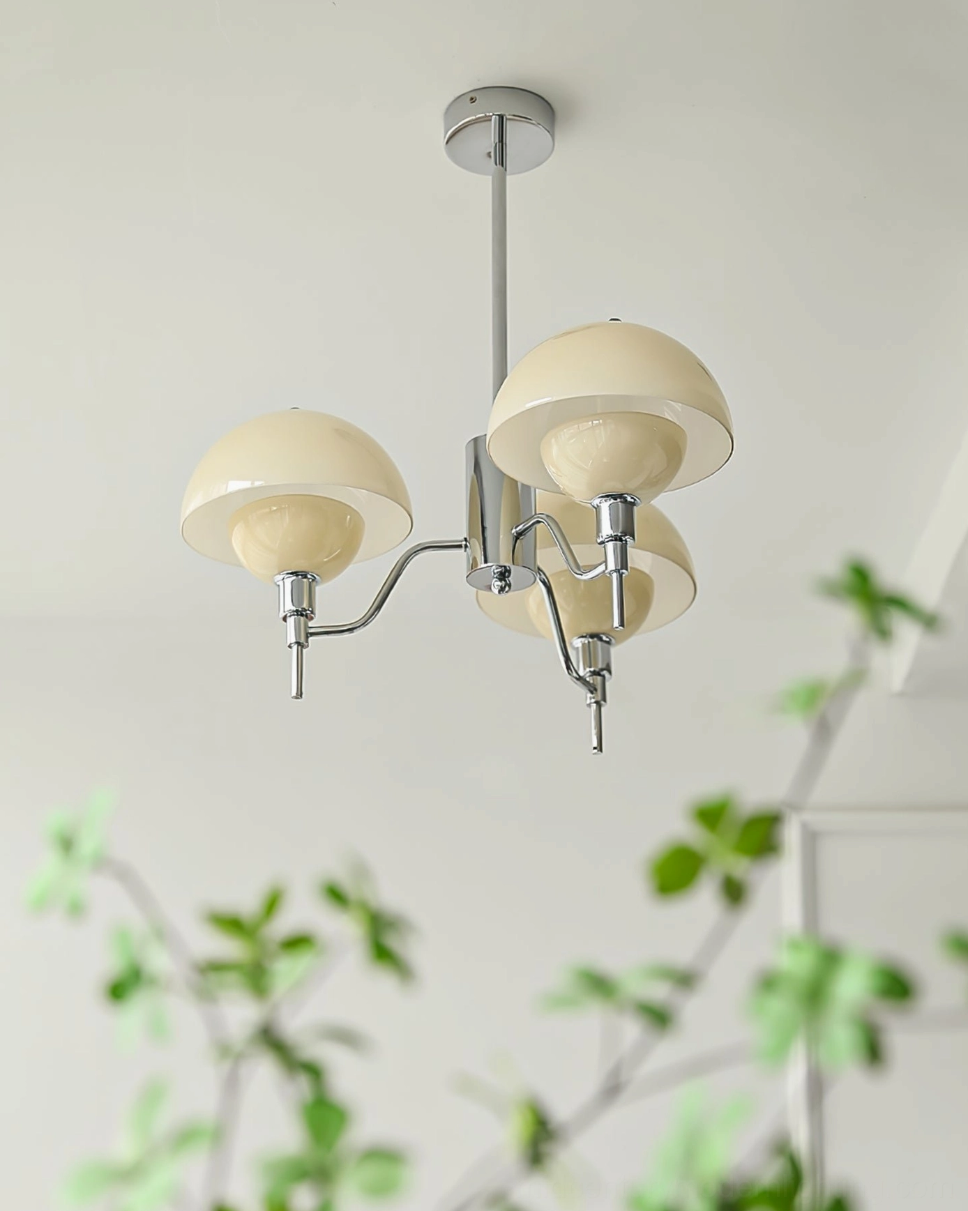 Anchored Orb multi-head glass globe chandelier contemporary living room design installation