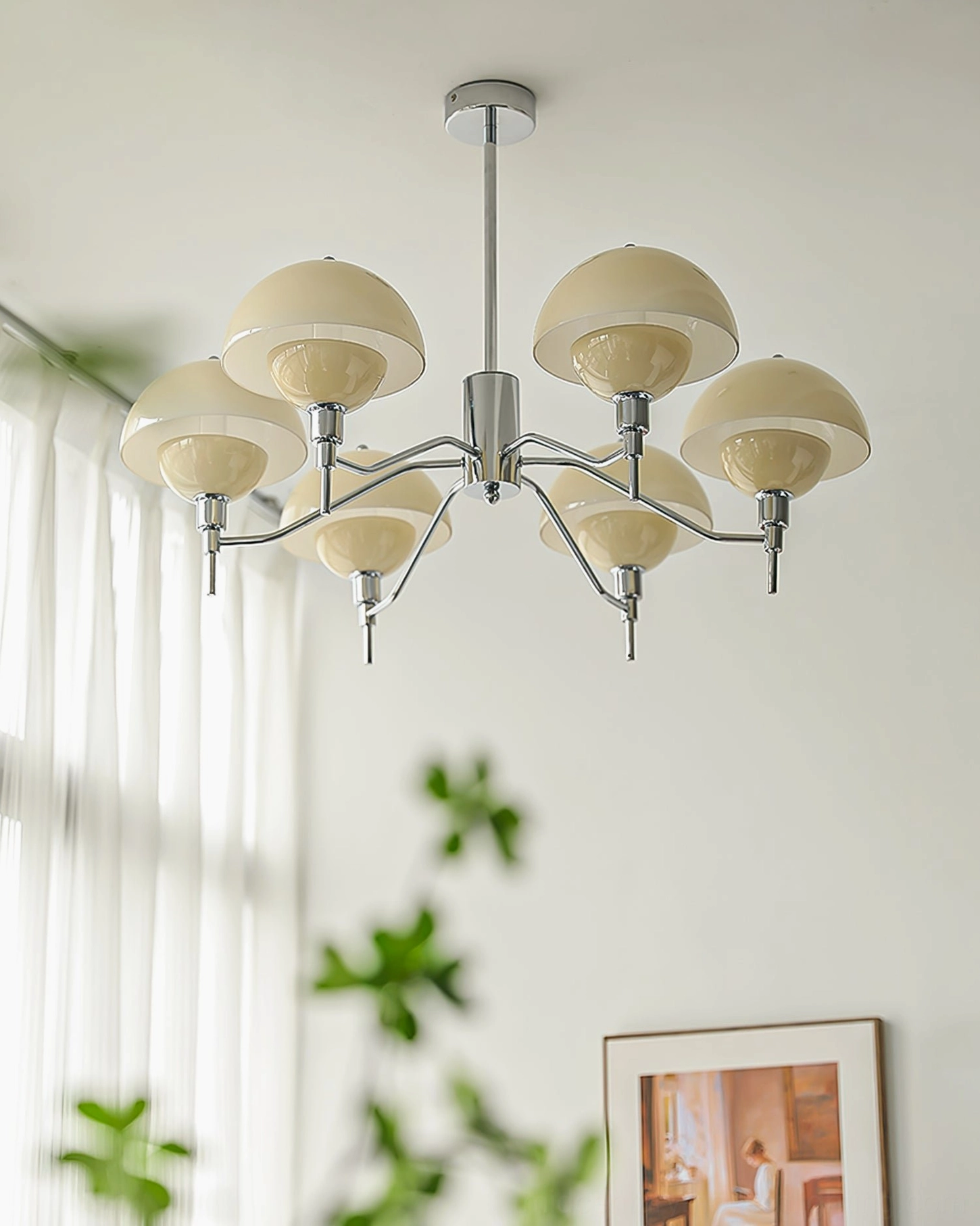 Sculptural glass orb ceiling light multi-head configuration geometric design
