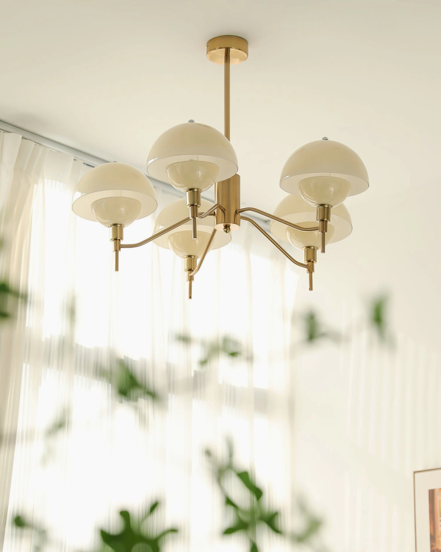 Modern glass orb pendant chandelier ceiling fixture mid-century design aesthetic