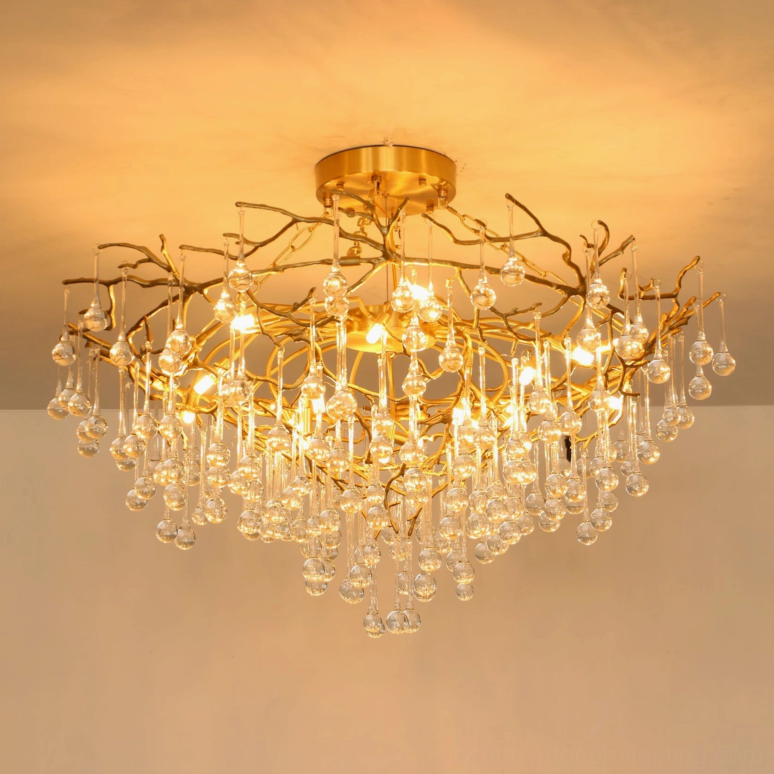 Anita mid-century modern crystal branch chandelier in sophisticated interior design setting