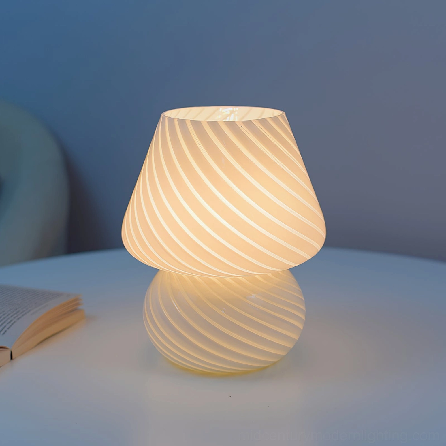 Ansel handcrafted glass table lamp color palette display showing multiple finish options