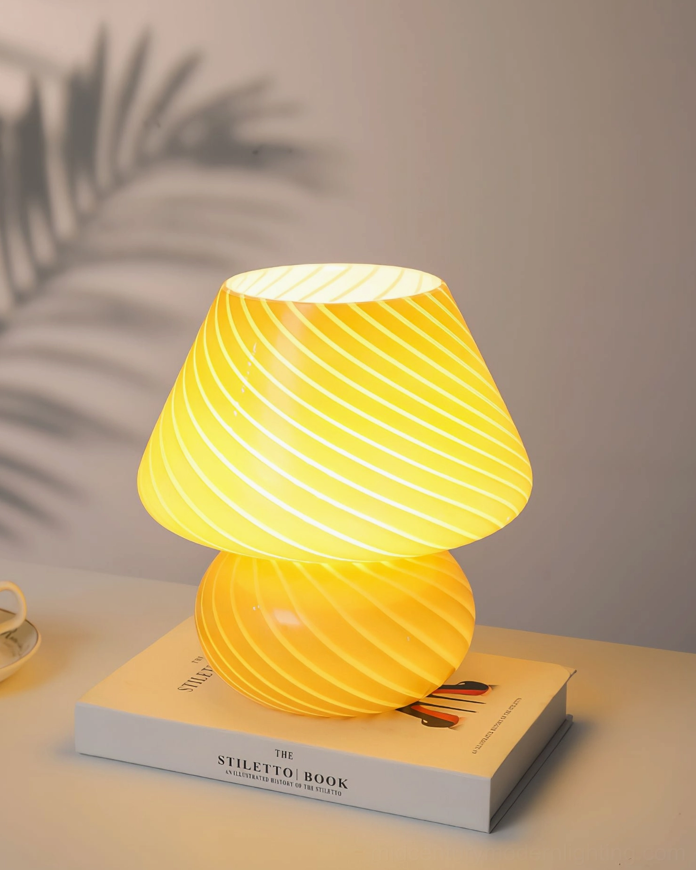 Ansel glass table lamp in cream and blue color variants comparison display