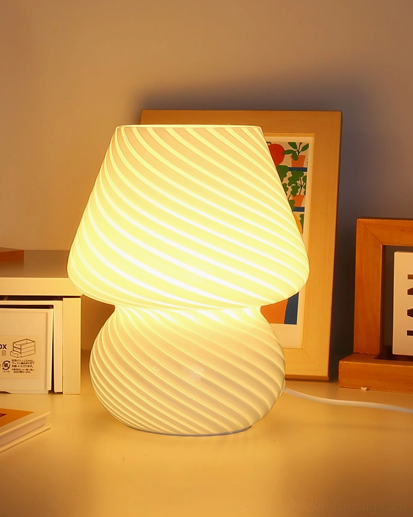 Ansel sculptural handcrafted glass lamp with vintage Edison bulb warm incandescent styling