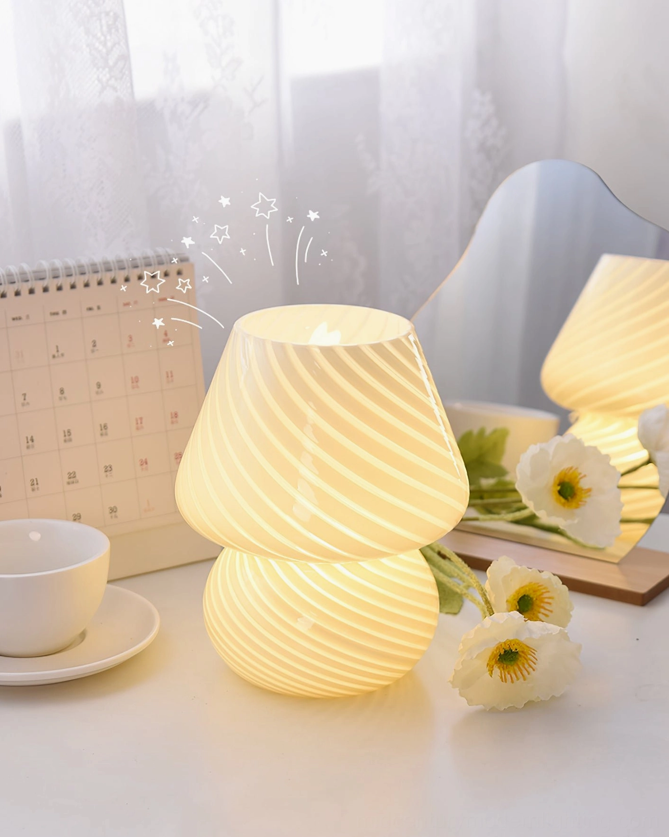 Ansel textured glass mushroom lamp contemporary home office desk lighting solution