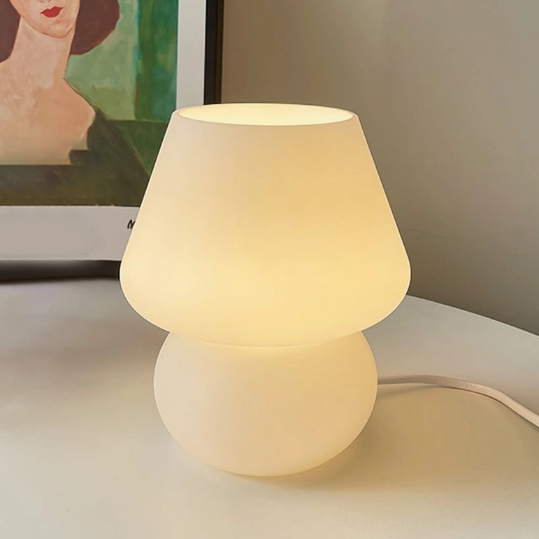 Ansel glass table lamp matte white color option contemporary interior styling