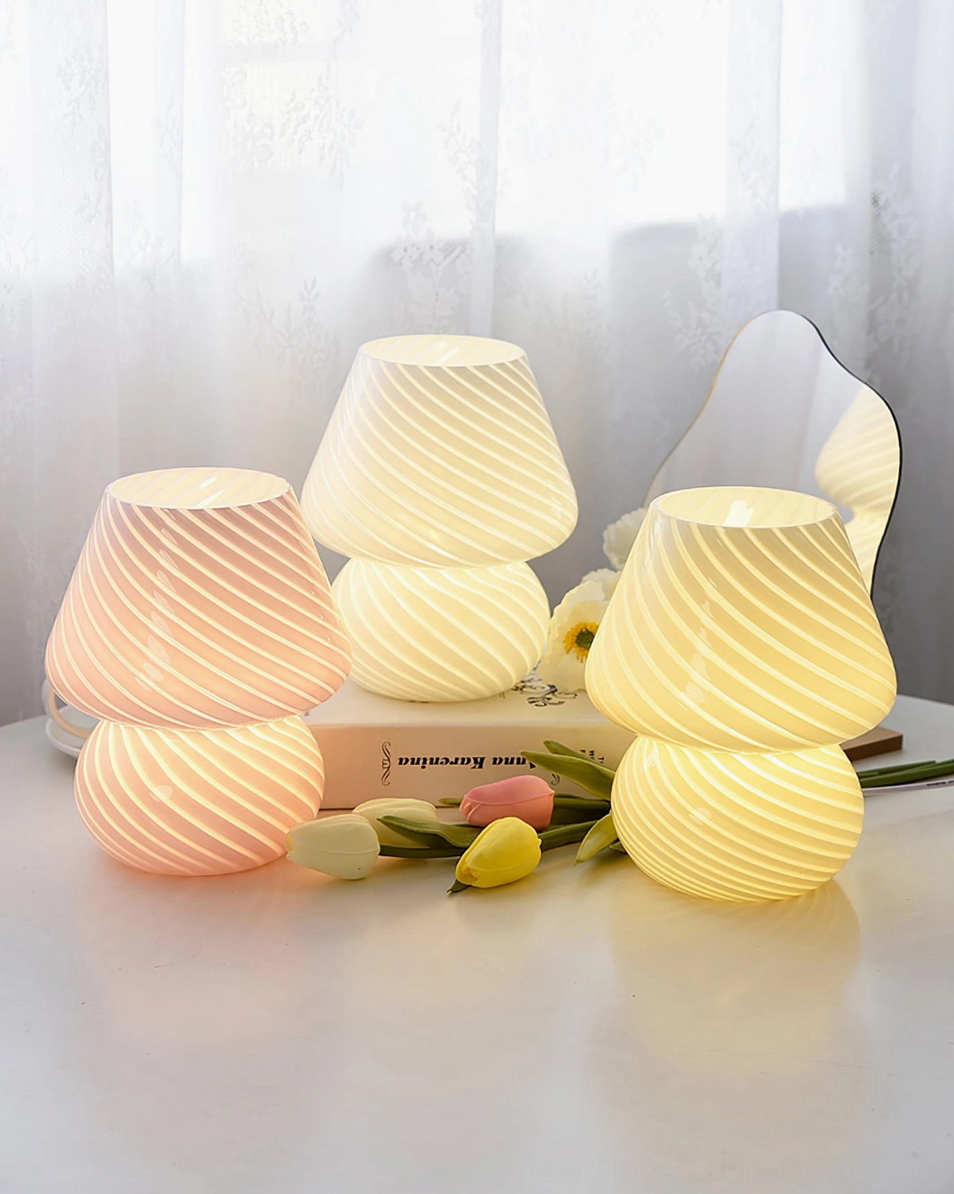 Ansel textured glass mushroom lamp contemporary minimalist interior design showcase