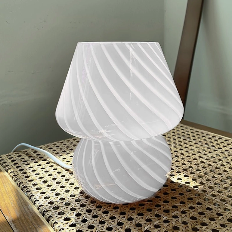 Ansel matte white textured glass mushroom lamp minimalist home workspace setup