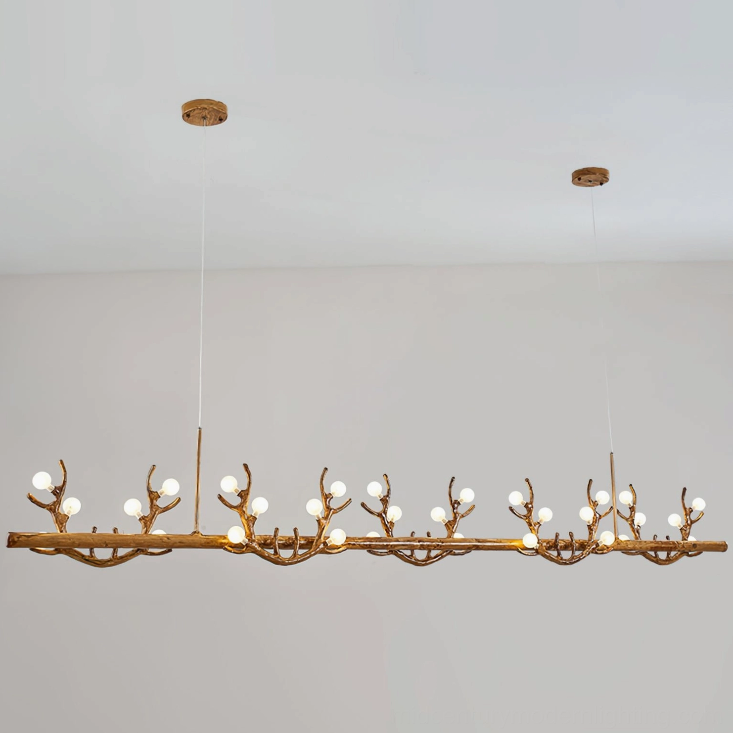 White finish antler branch chandelier scandinavian minimalist aesthetic clean lines mid-century modern