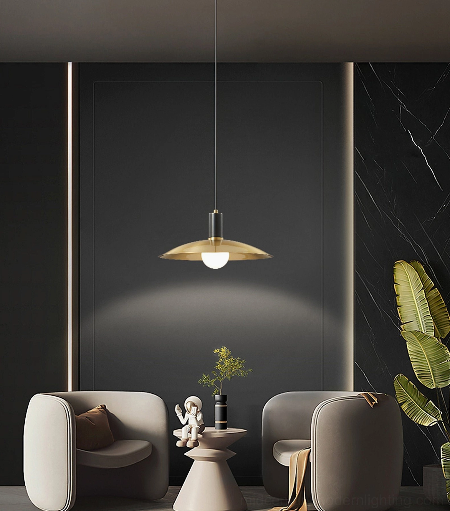 Aplomb black and brass pendant light, contemporary luxury ceiling fixture