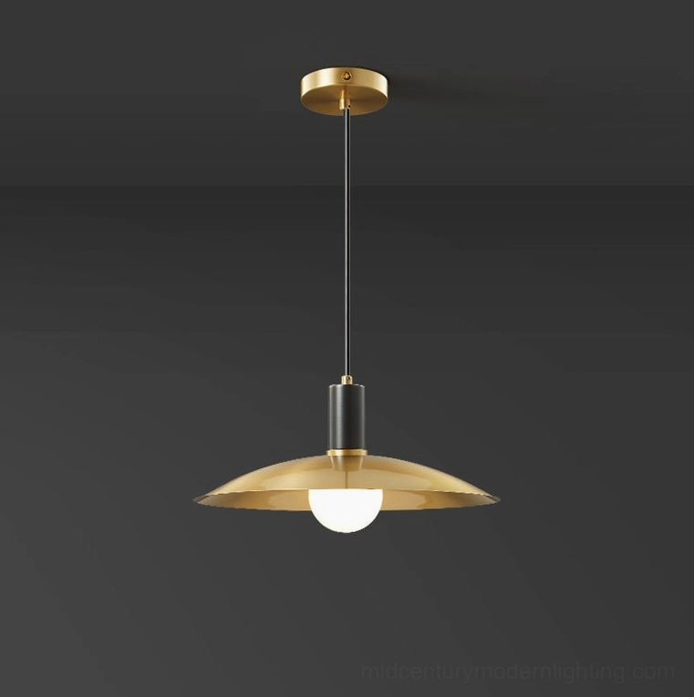 Aplomb brass pendant light, warm luminous glow contemporary design