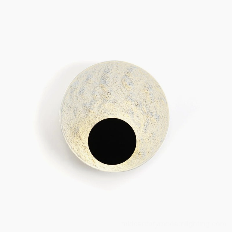 Apollo lunar wall lamp 11-8-inch textured surface black-white finish front studio view
