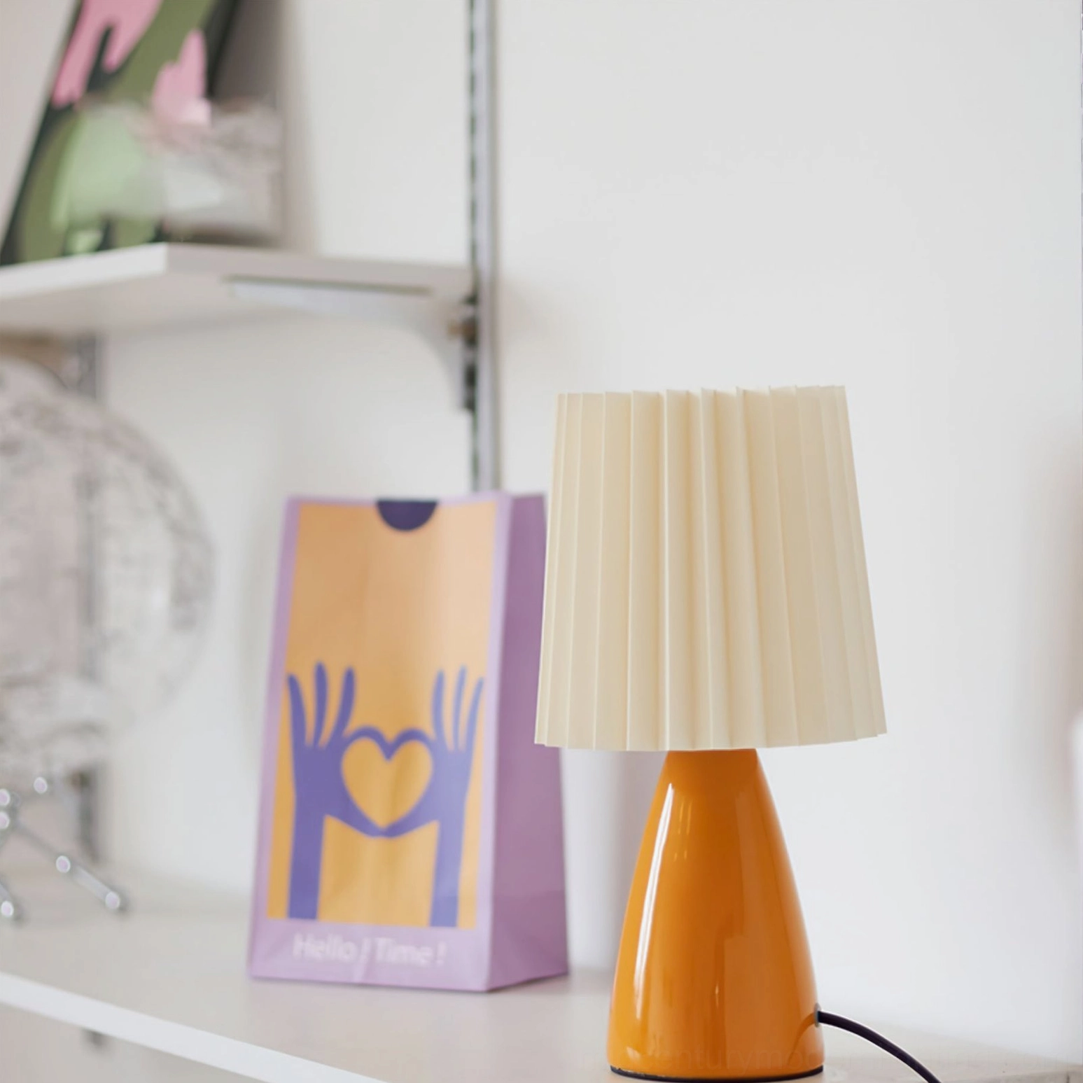 Apollo table lamp base and shade construction, quality material detail