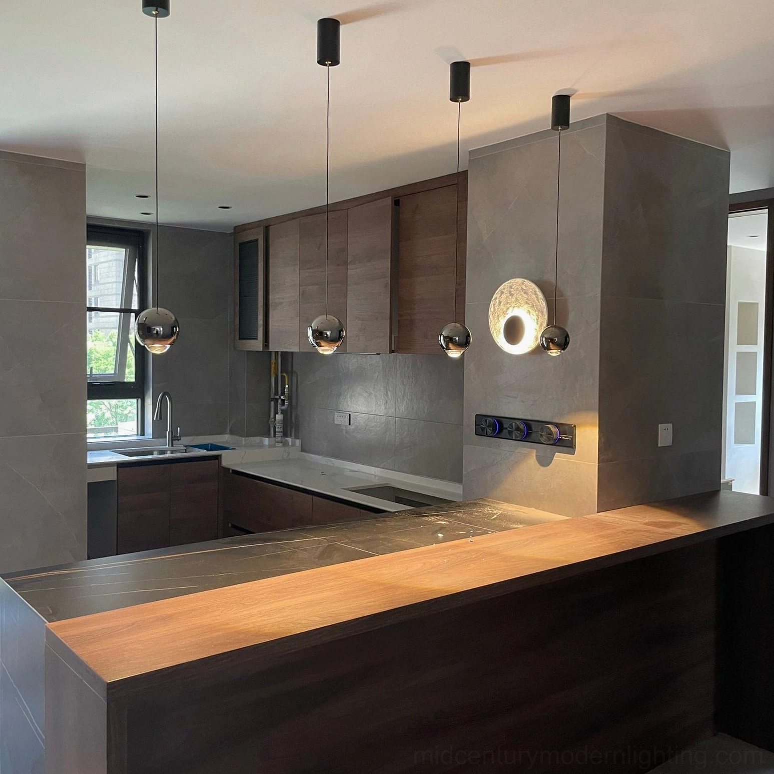 Apollo moon wall lamp mounted modern kitchen island warm accent lighting integrated minimalist