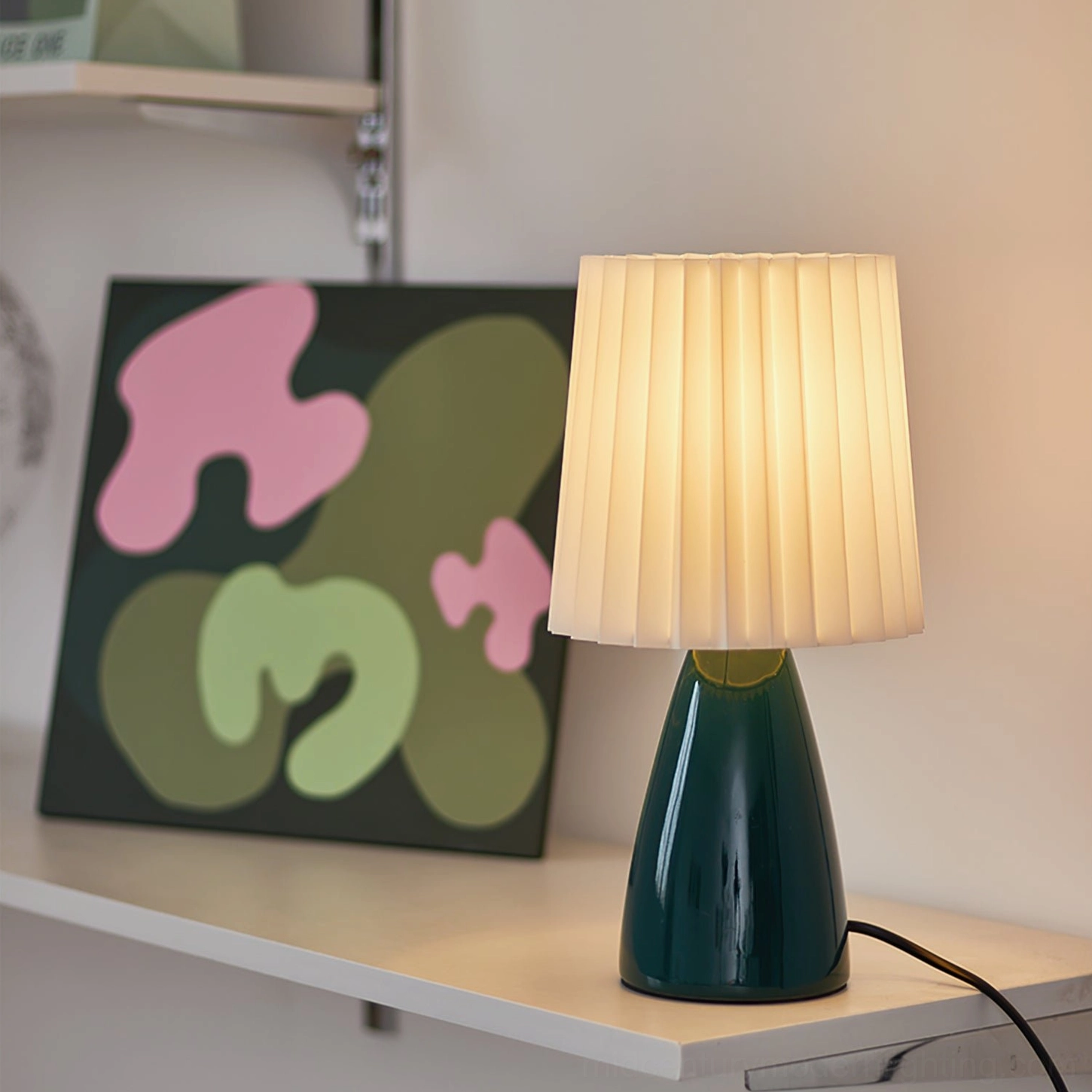 Apollo pleated fabric table lamp Scandinavian design aesthetic