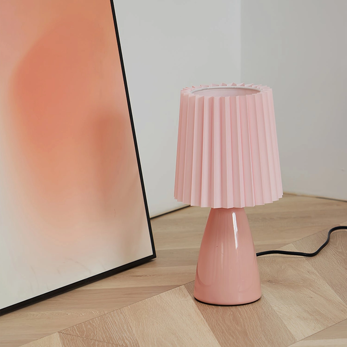 Apollo pleated table lamp styling with interior decor elements