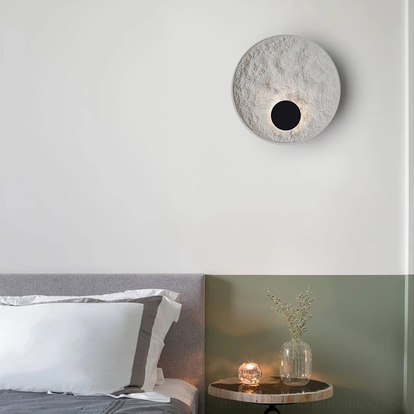 Apollo textured wall lamp minimalist white space architectural detail modern lighting