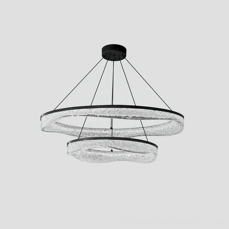 Modern minimalist ring chandelier textured resin metal frame design