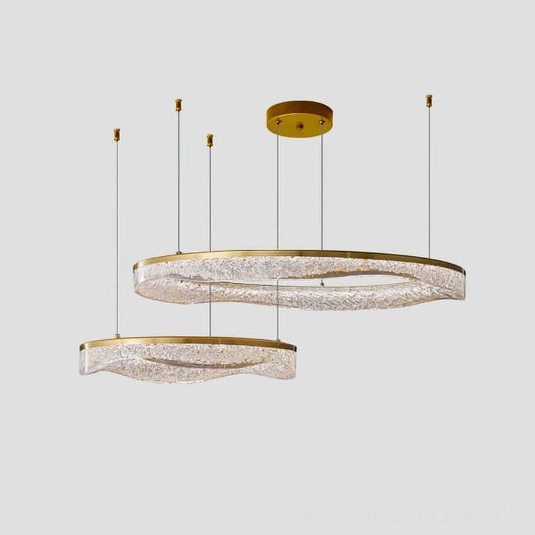 Modern multi-ring chandelier polished brass finish suspended lighting