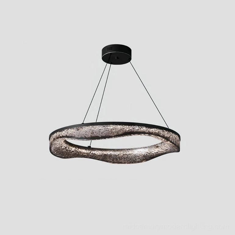 Contemporary multi-ring chandelier fixture alternative angle studio photography