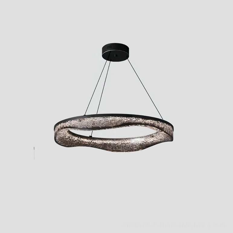 Modern textured resin ring pendant light contemporary design detail