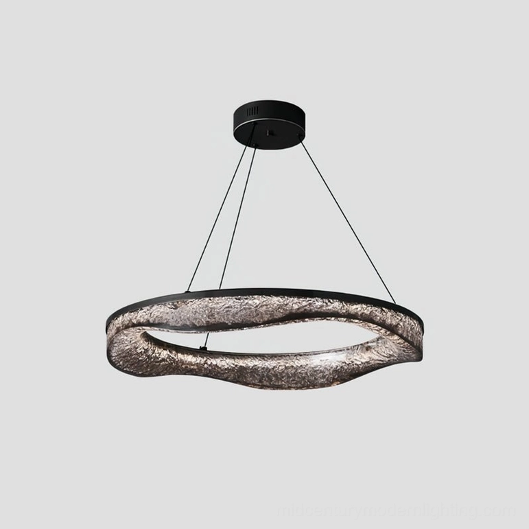 Aria modern ring pendant with matte black finish on white background studio view