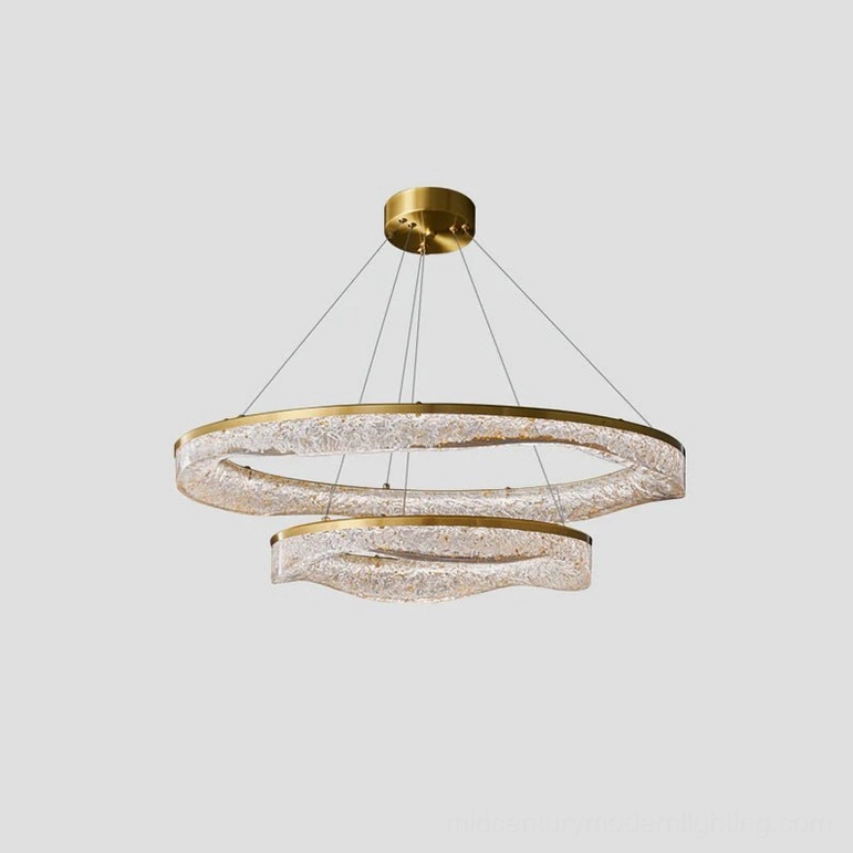 Aria chandelier suspension system brass canopy extended wire configuration
