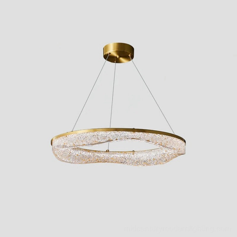 Modern pendant light fixture three-tier irregular rings architectural style