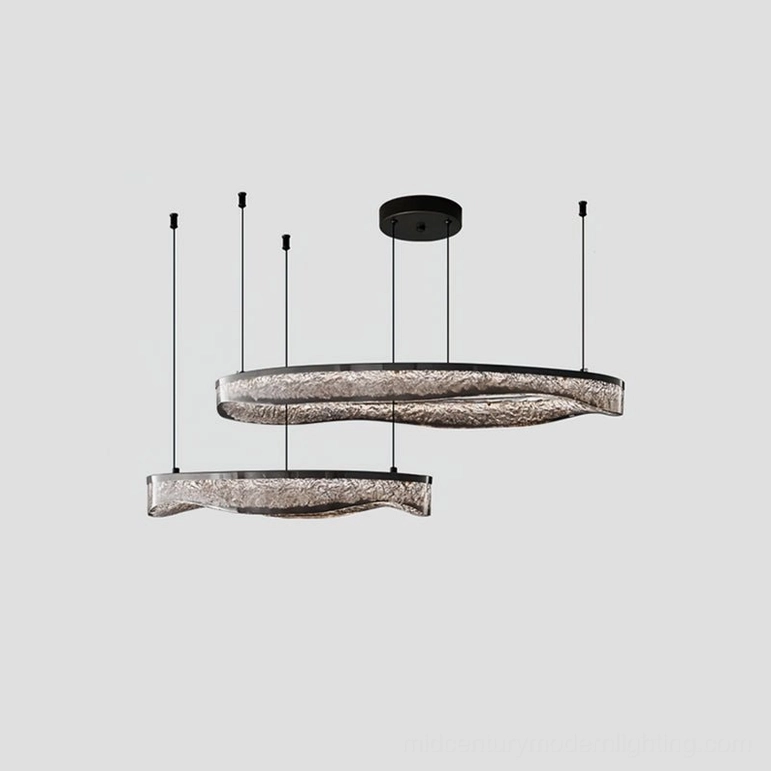 Two-ring modern pendant chandelier with mixed metal finishes contemporary style