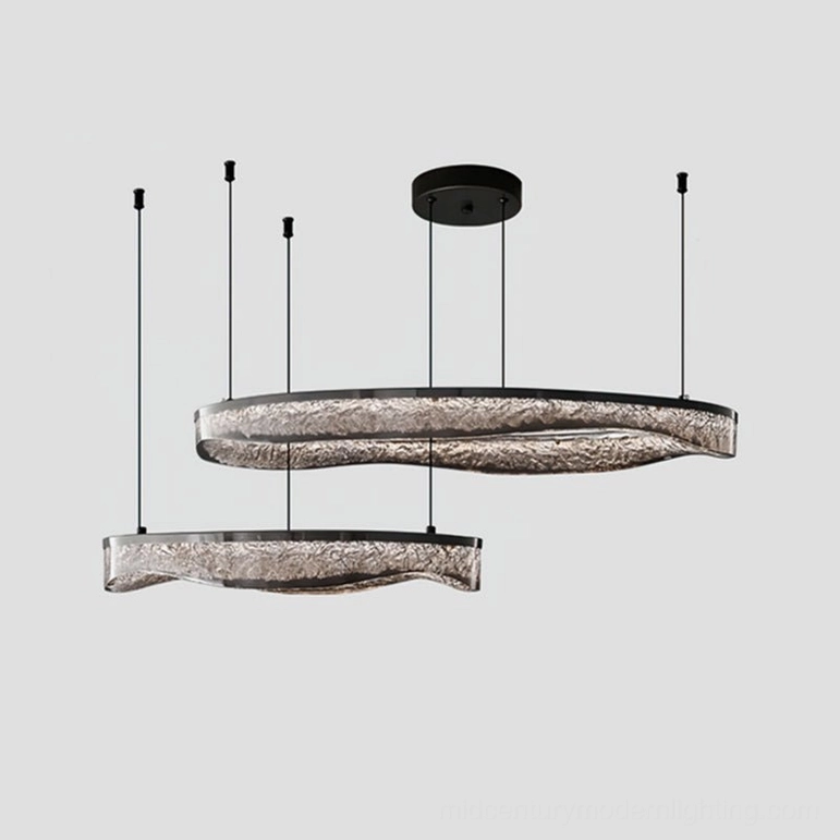 Two-tier Aria chandelier matte black and smoke gray finish modern aesthetic