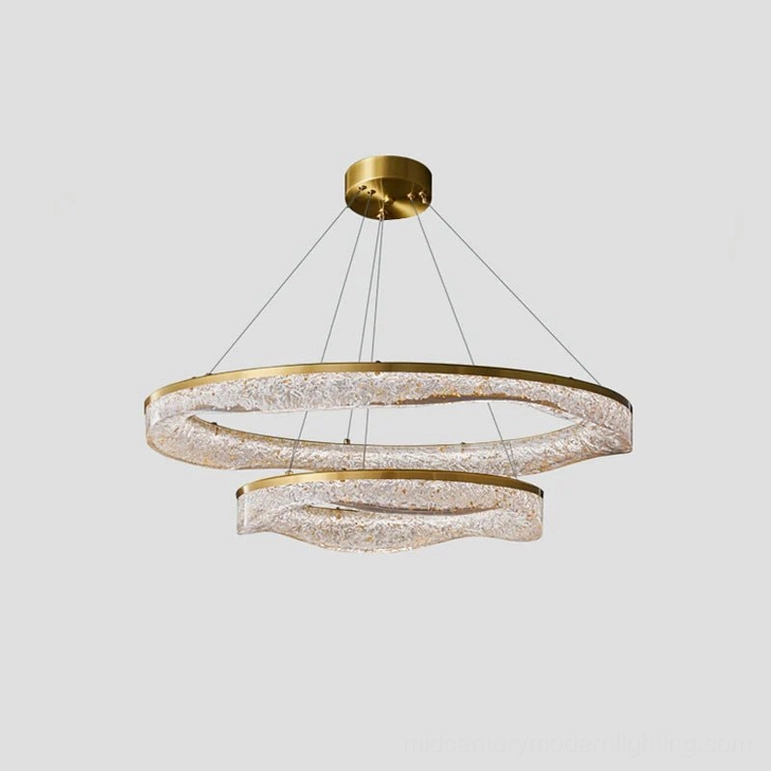 Two-tier multi-ring pendant chandelier contemporary minimalist aesthetic