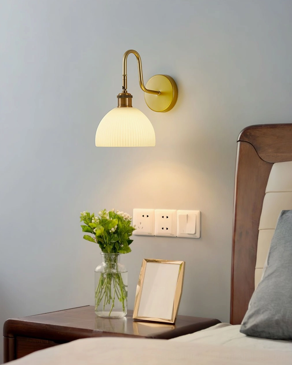 Arren sconce wall plate geometry and mounting system, clean-lined mid-century modern aesthetic