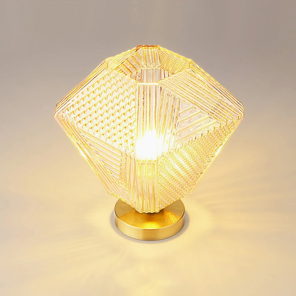 Art Deco diamond cut ceiling light modern residential bedroom installation above vanity