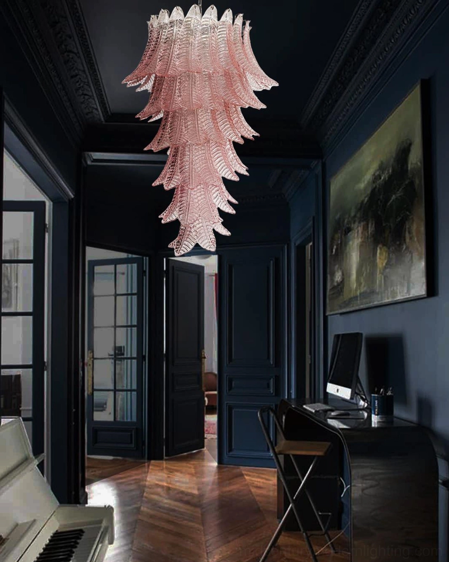Asinara murano glass chandelier clear version crystal glass studio shot bright illumination