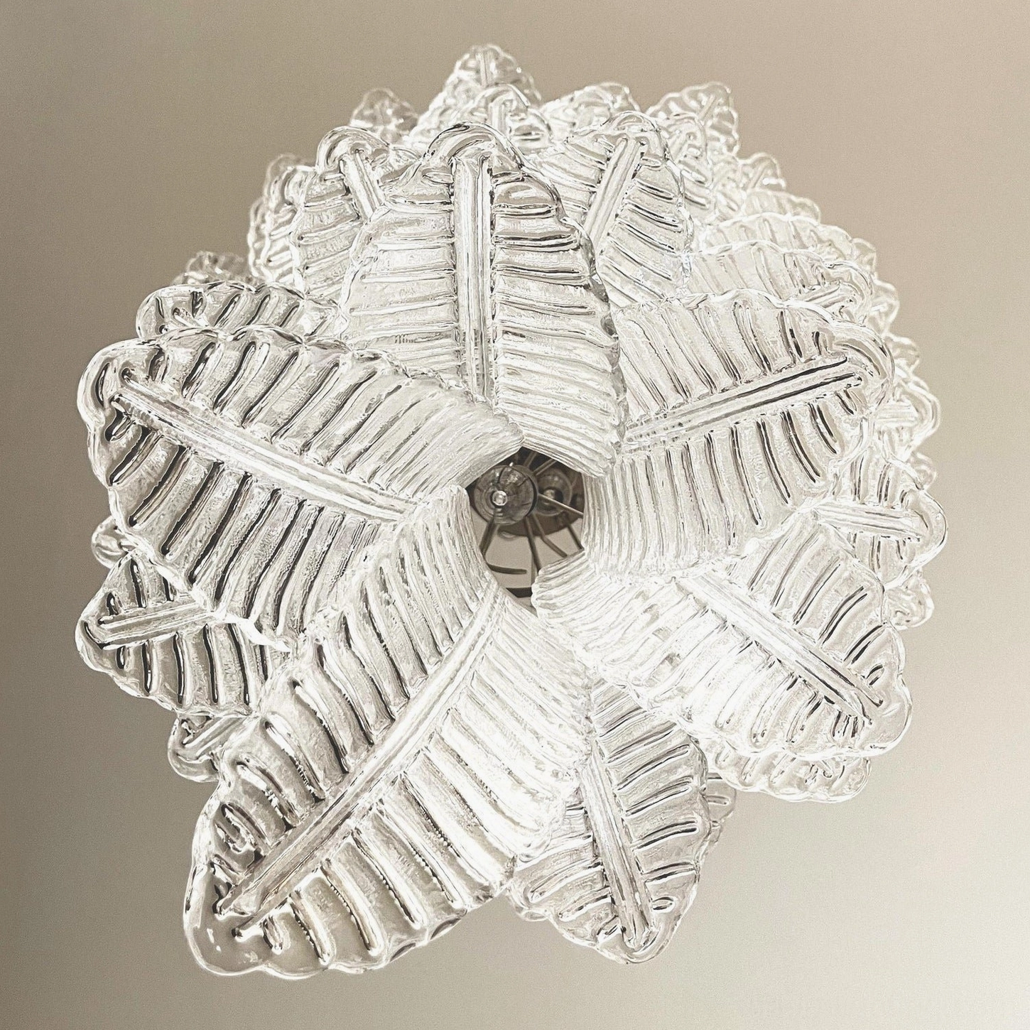 Asinara pink murano chandelier angled view layered tiered cascade botanical silhouette