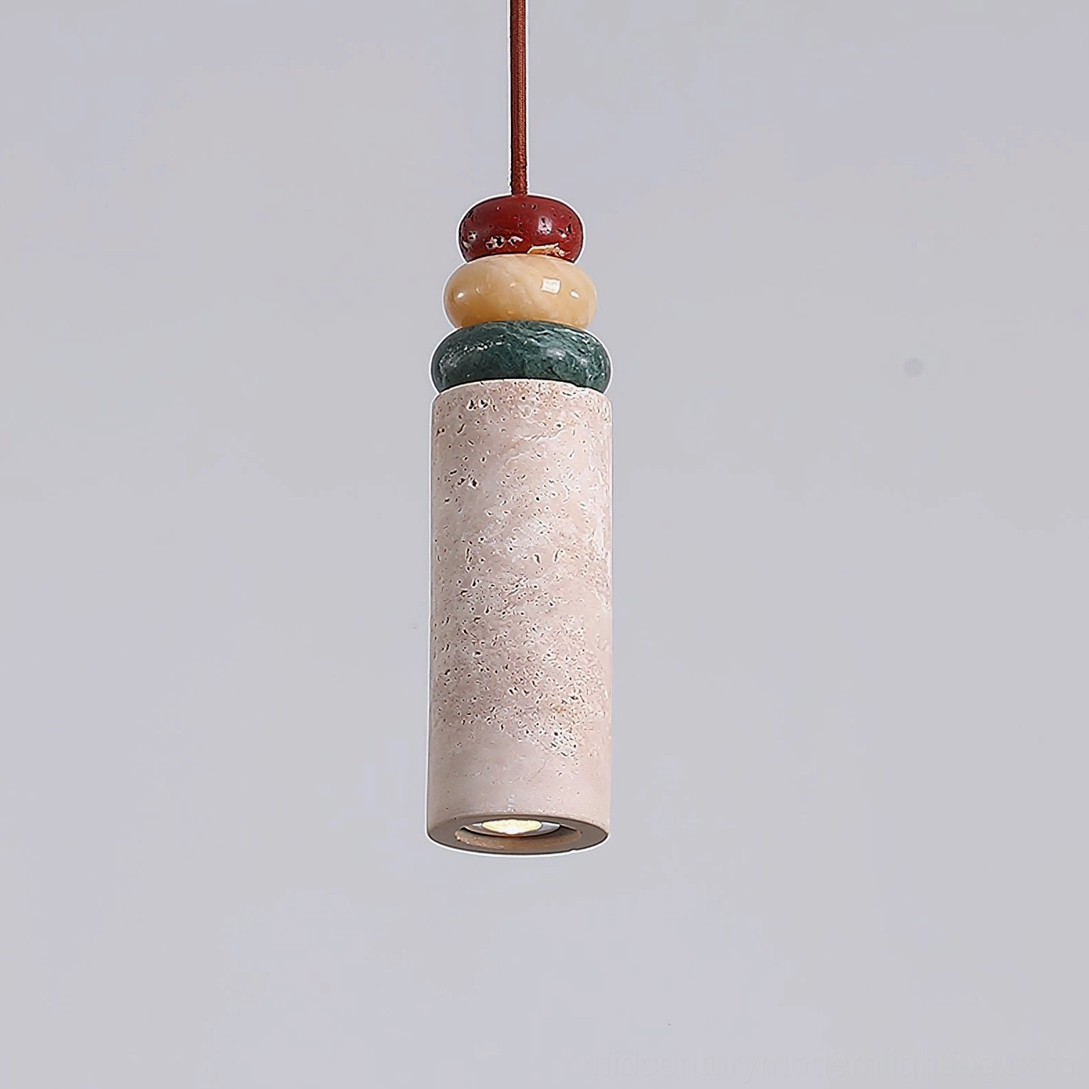Artistic sculptural travertine pendant light - mid-century modern design with natural materials